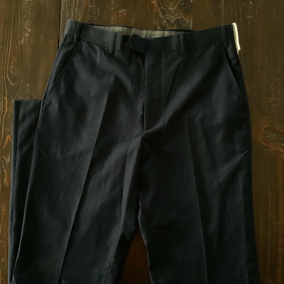 POLO  ●  Men's Dark Blue Plaid Dress Pants - Picture 1 of 3
